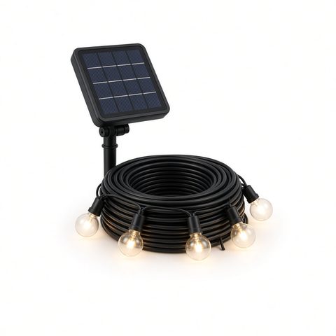 Solar Outdoor String Lights 20 m with G40 Bulbs