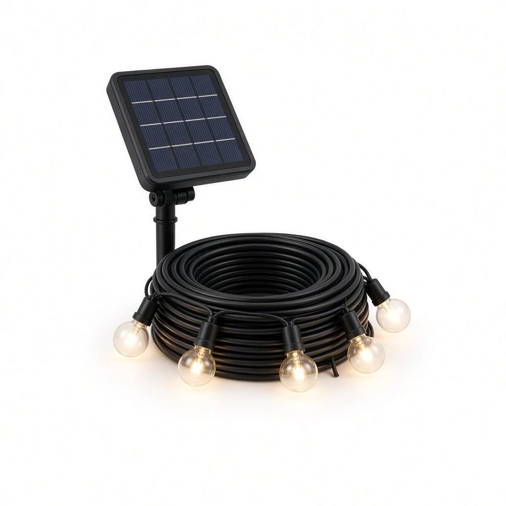 Solar Outdoor String Lights 20 m with G40 Bulbs